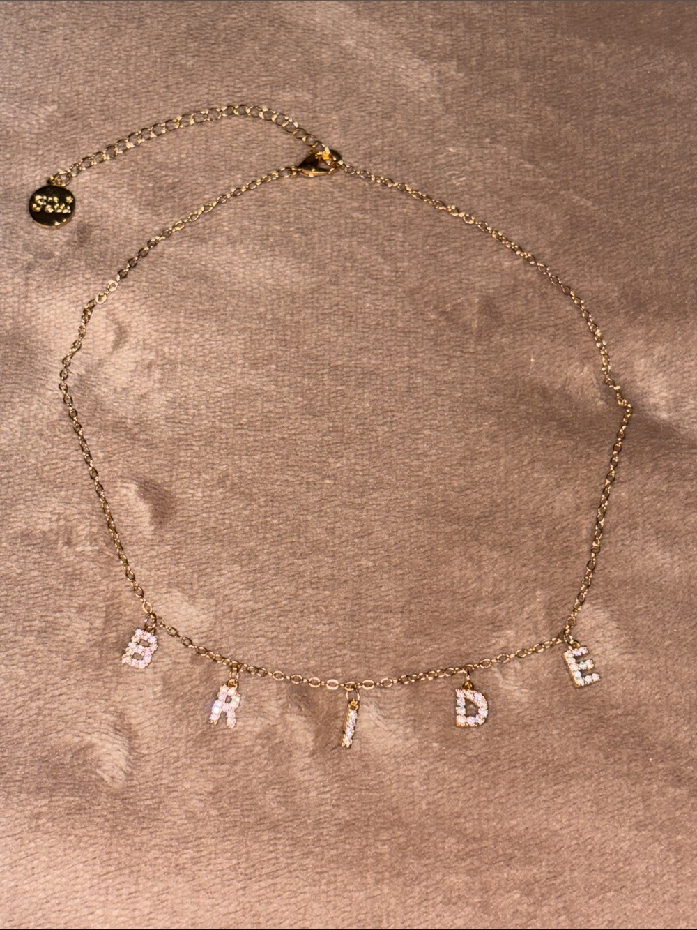 Gold 'BRIDE' Crystal Letter Necklace - Elegant Gold-Tone Bridal Jewelry